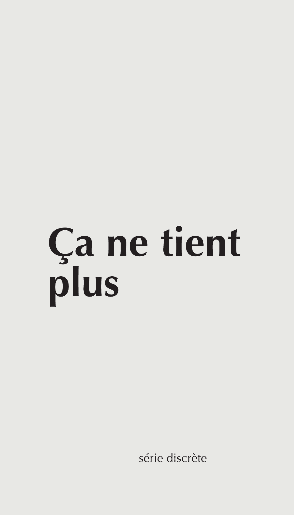 Jaquette de Ça ne tient plus